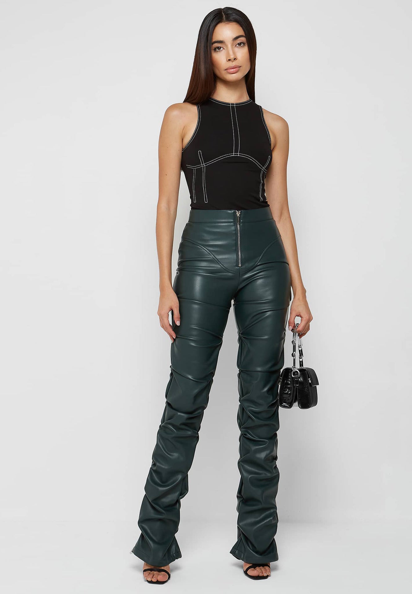 Damen Hochtaillierte Lederhose Sovae