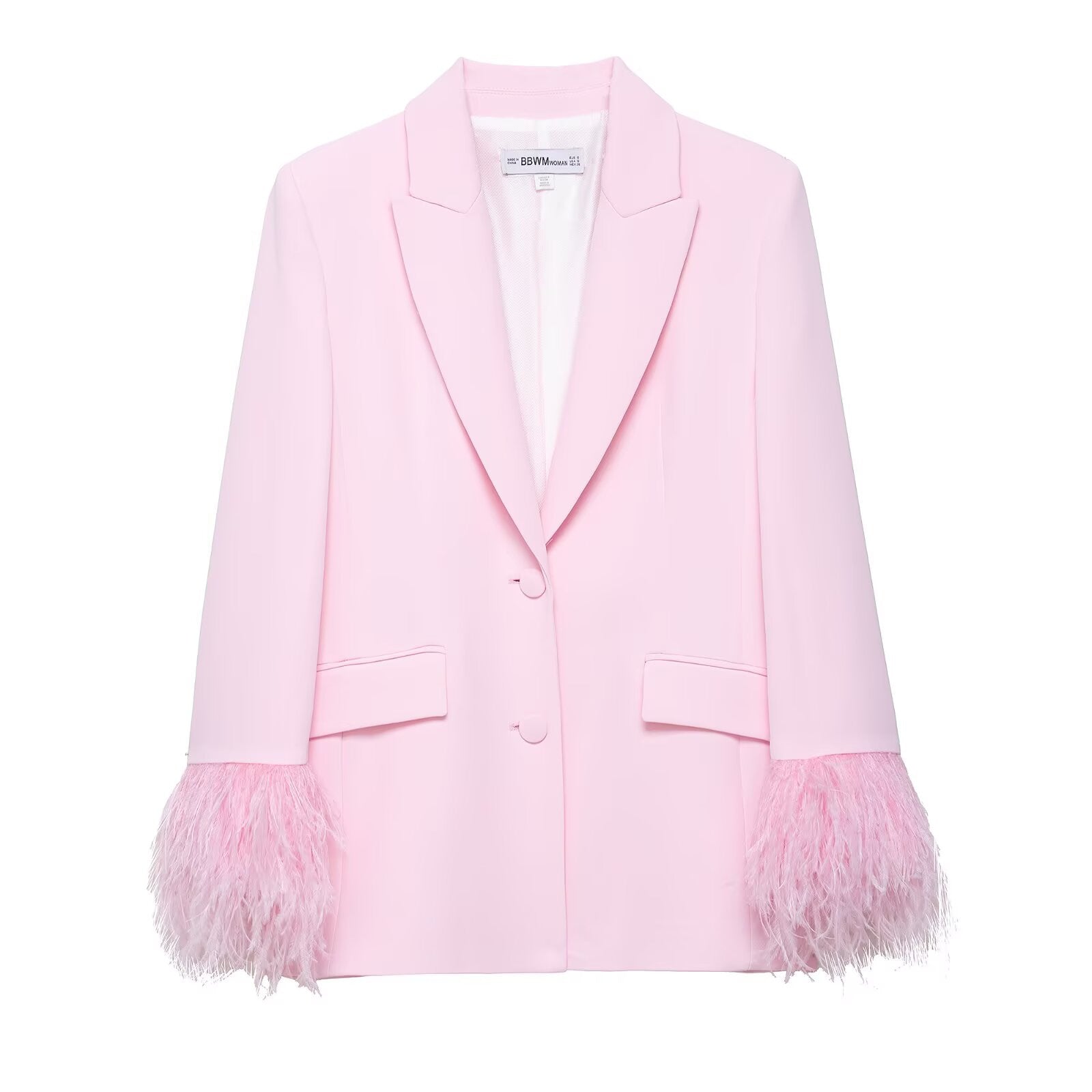 Damen eleganter Blazer mit auffälligen Federärmel Sovae