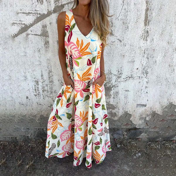 Damen Maxikleid mit Tropenprint Sovae