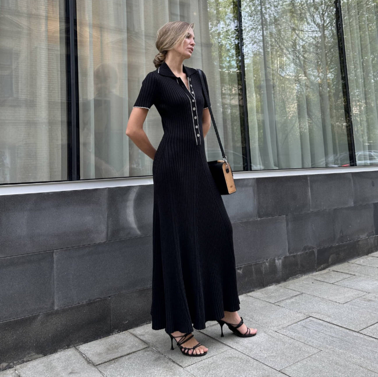 Damen Midi-Kleid mit feiner Rippstruktur Sovae