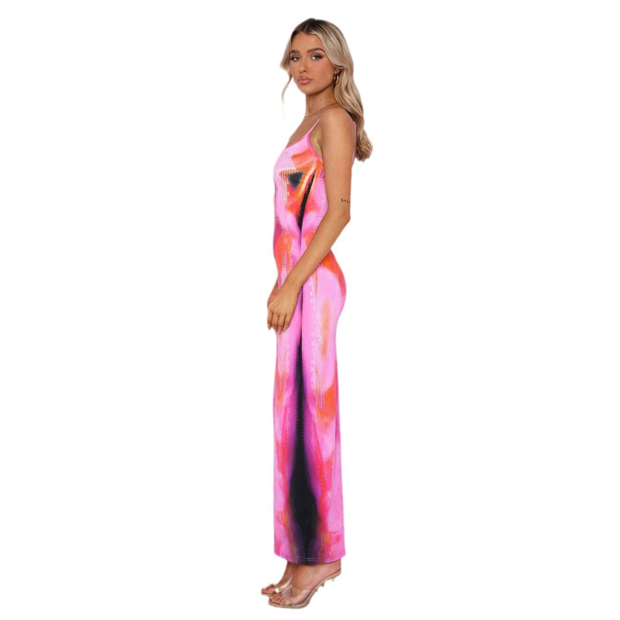 Damen figurbetontes Maxikleid mit schickem Grafikdesign Sovae