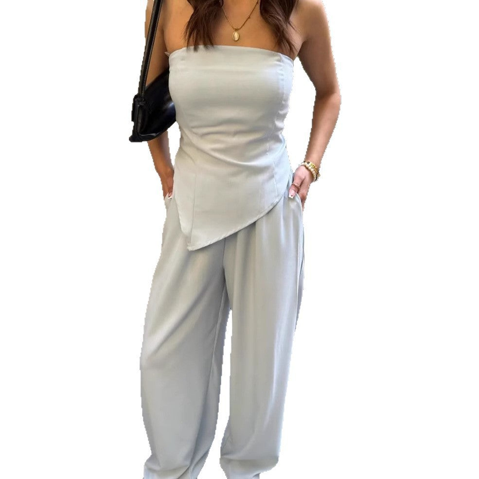 Damen eleganter Jumpsuit mit asymmetrischem Schnitt Sovae