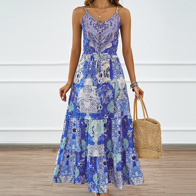 Damen luftiges Maxikleid mit raffinierten Volants Sovae