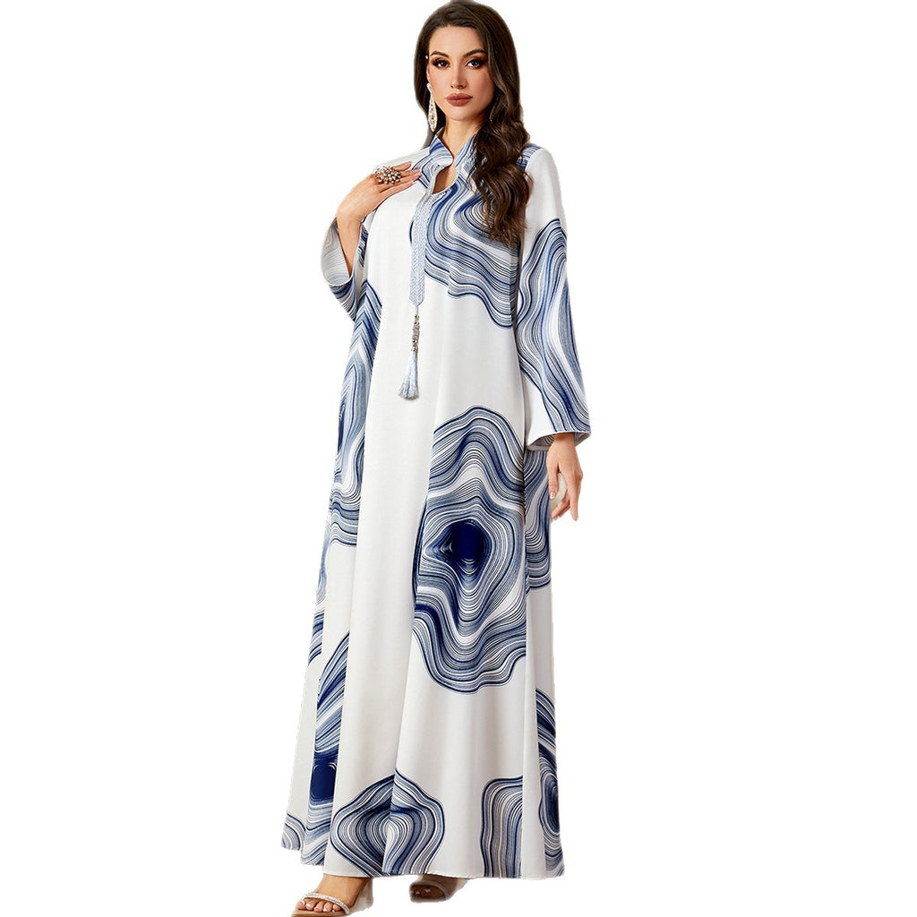 Damen Maxi-Kleid im eleganten Wasserfarben-Look Sovae