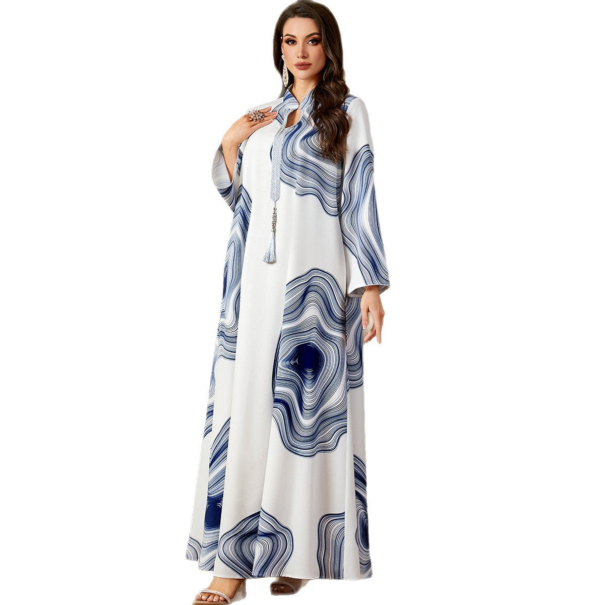Damen Maxi-Kleid im eleganten Wasserfarben-Look Sovae