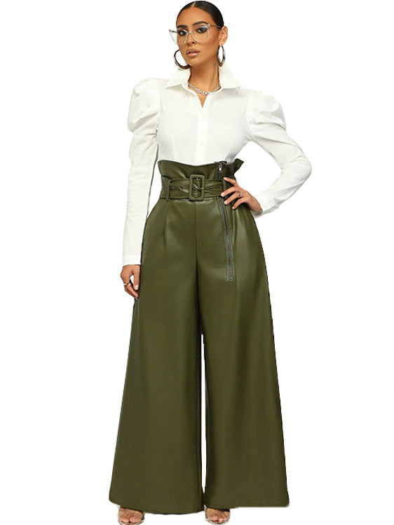 Damen Eleganter Overall mit breitem Bein und Gürtel Sovae