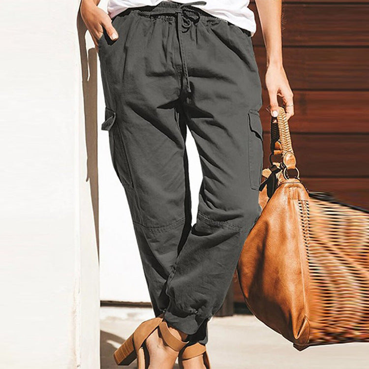Damen Cargo-Hose mit elastischem Bund und praktischen Taschen Sovae