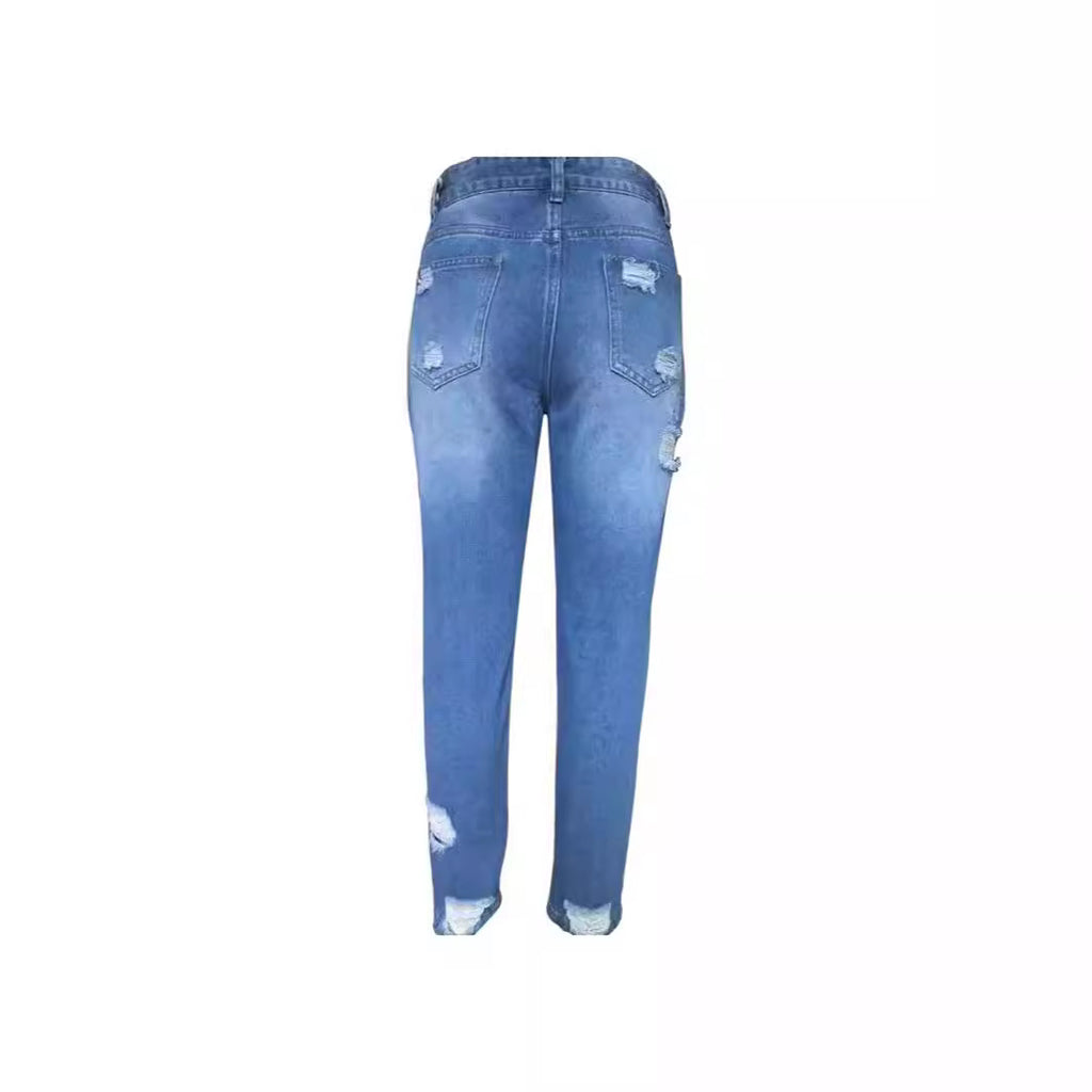Damen Zerstörte Mom-Jeans mit hoher Taille und lässigem Schnitt Sovae