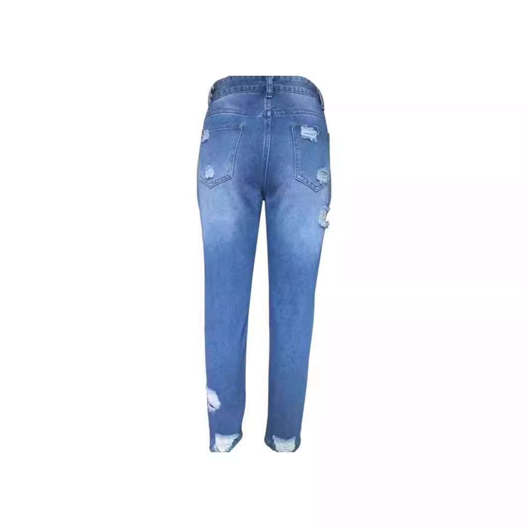 Damen Zerstörte Mom-Jeans mit hoher Taille und lässigem Schnitt Sovae