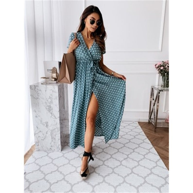 Damen Maxikleid mit schmeichelndem V-Ausschnitt und seitlicher Schlitze Sovae