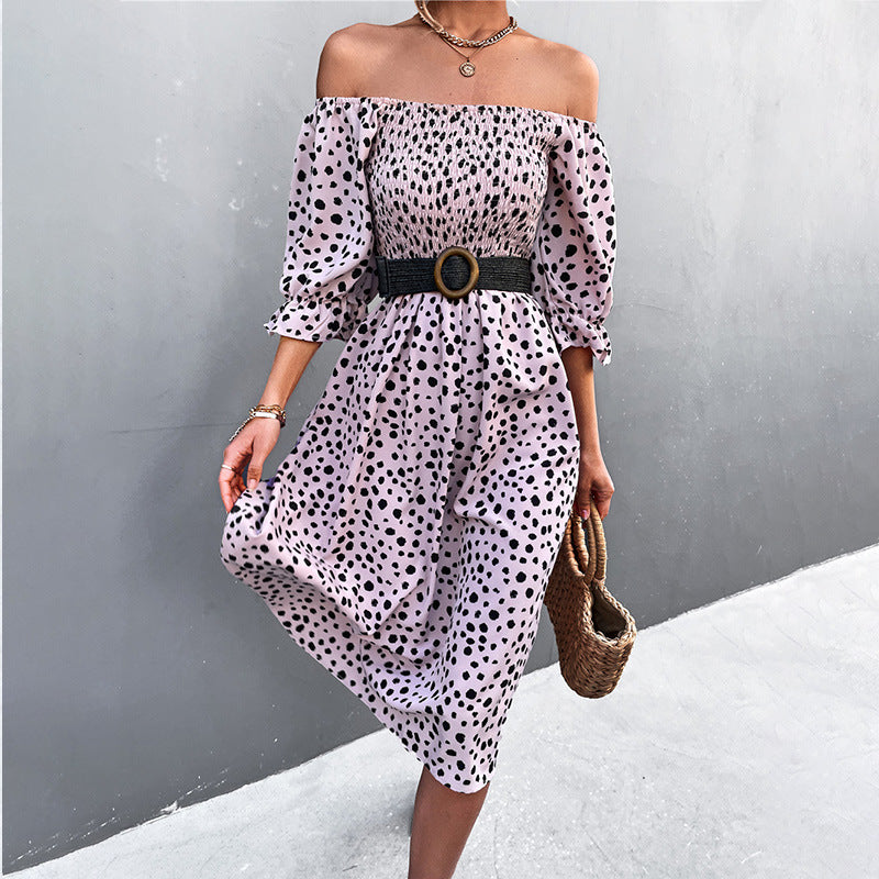 Damen Midikleid mit Puffärmeln und figurbetontem Taillenschnitt Sovae