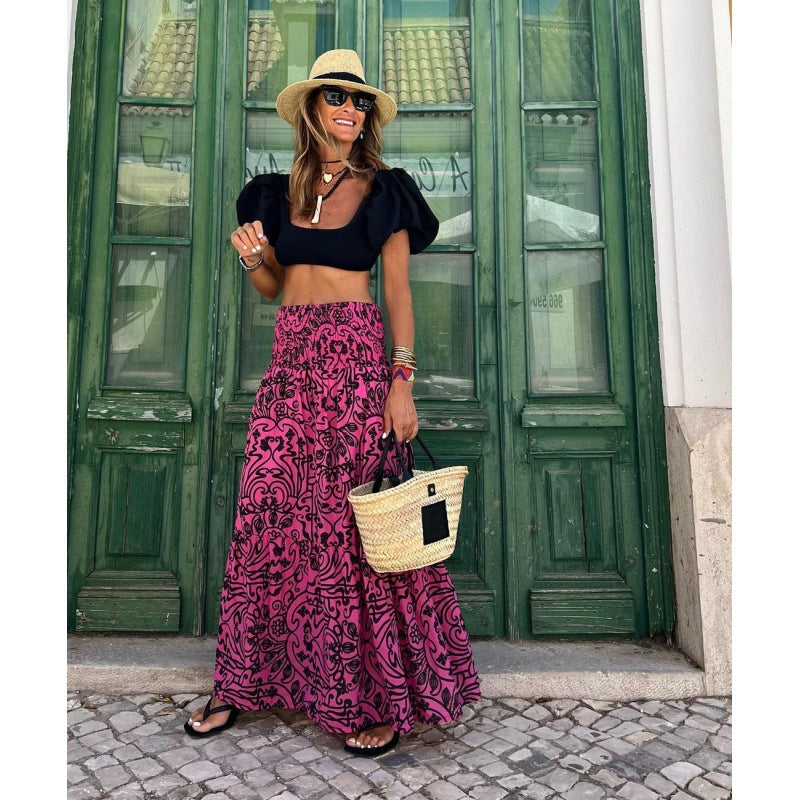 Damen Maxi-Rock mit floralem Muster Sovae