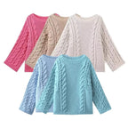 Damen kuscheliger Strickpullover mit Zopfmuster und weitem Schnitt Sovae