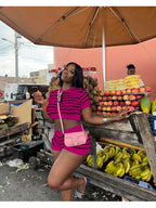 Damen sportliches Kurzarm-Set mit grafischem Muster Sovae