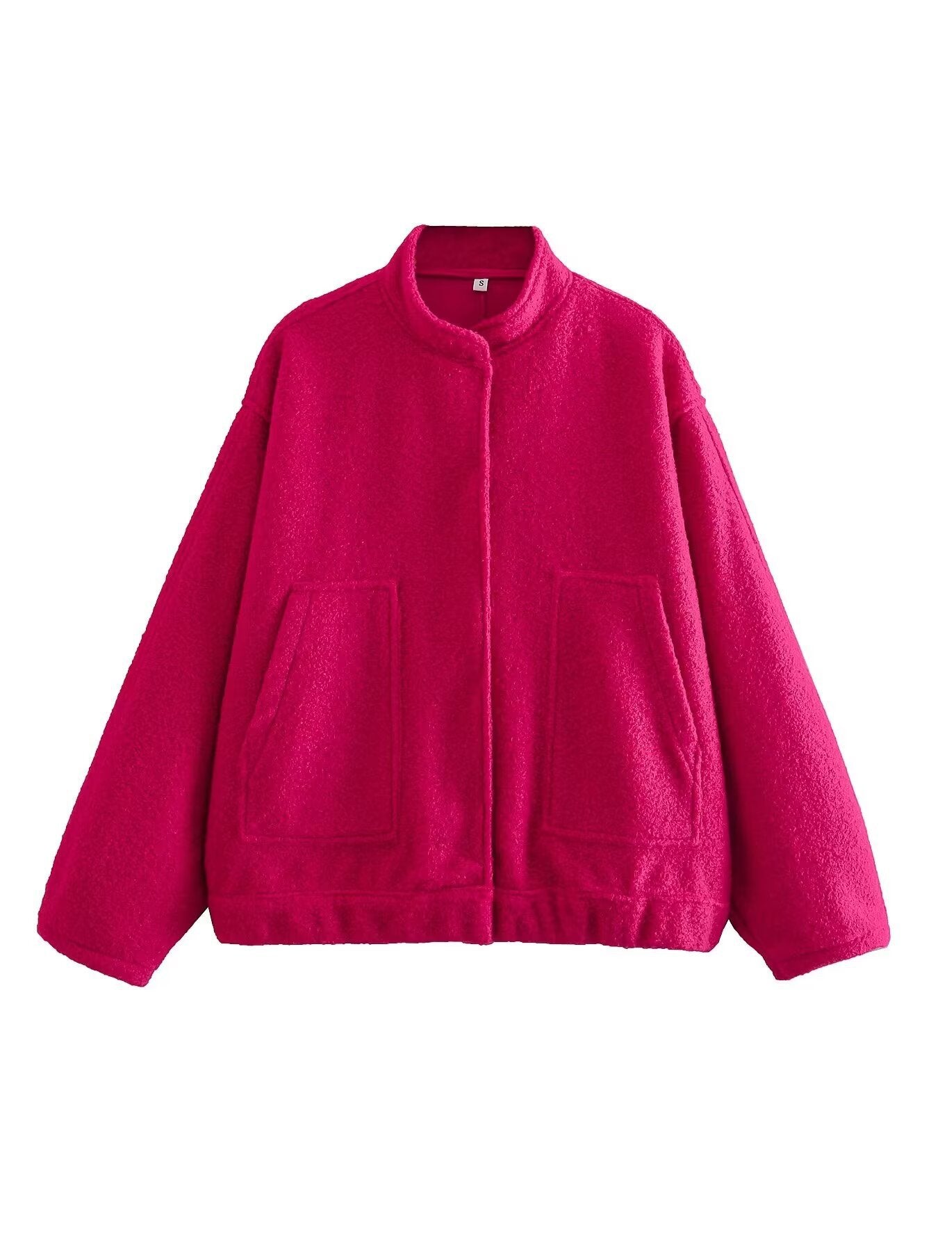 Damen modische Oversized-Jacke mit Stehkragen und seitlichen Taschen Sovae