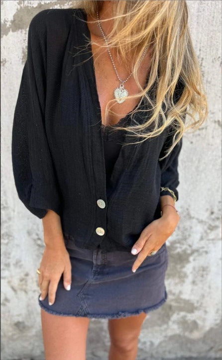 Damen lässige Oversized-Strickjacke mit Knopfdetails Sovae