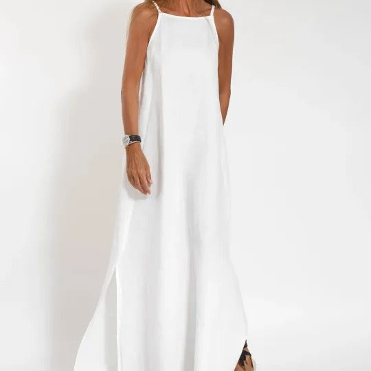 Damen lässiges Maxikleid mit schmalen Trägern und fließendem Schnitt Sovae