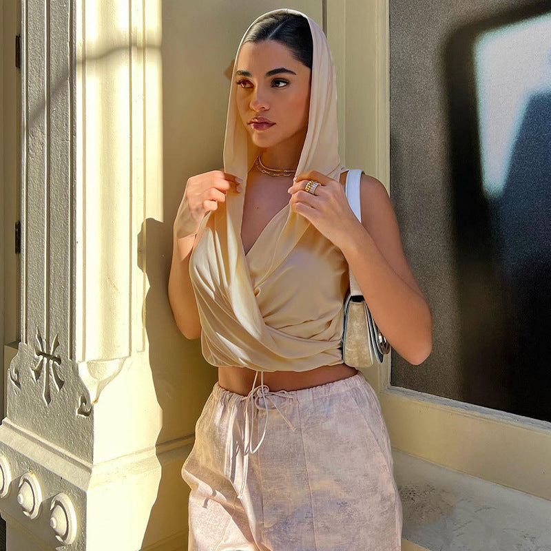 Damen Stylisches Kapuzenoberteil mit drapiertem Design Sovae