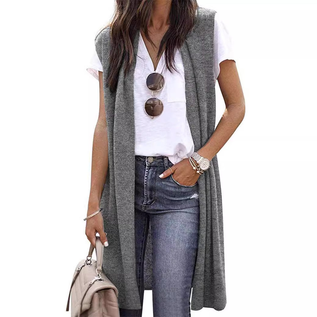 Damen Lange Strickweste Sovae