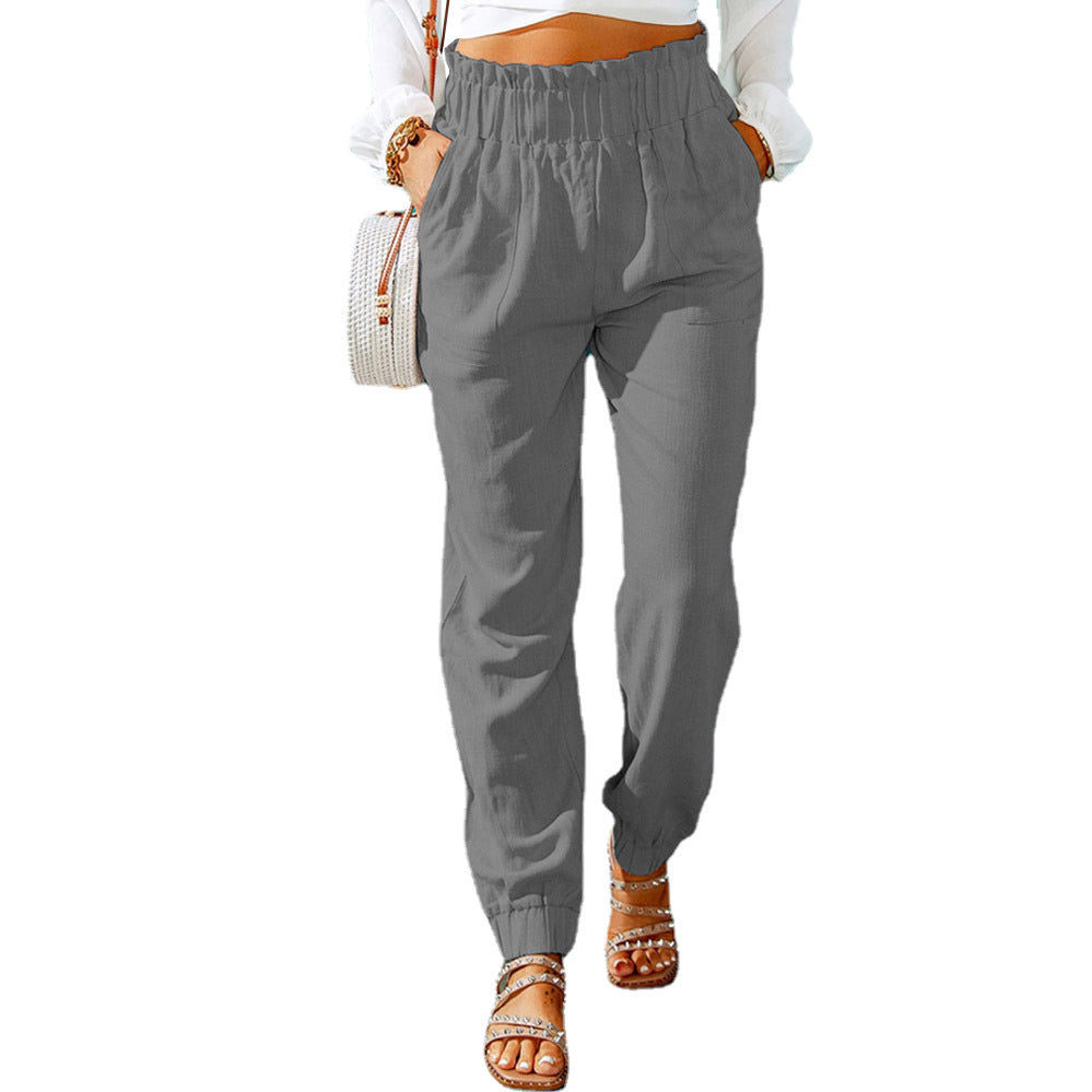 Damen Bequeme und elegante Sommerhose mit elastischem Bund und praktischen Taschen Sovae
