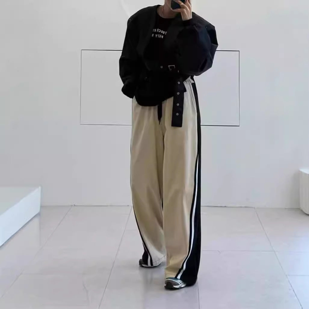 Damen Sportswear-Hose mit seitlichen Kontraststreifen und hohem Bund Sovae