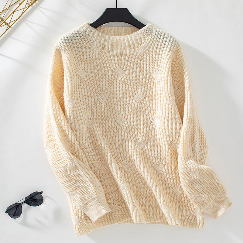 Damen Grobstrickpullover mit auffälligem Wellenmuster Sovae