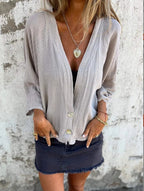 Damen lässige Oversized-Strickjacke mit Knopfdetails Sovae