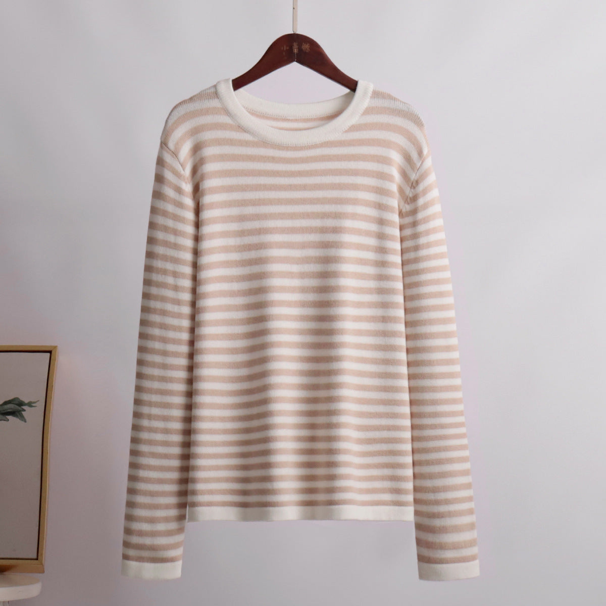 Damen gestreifter, lässiger Pullover aus hochwertigem Baumwollmix Sovae