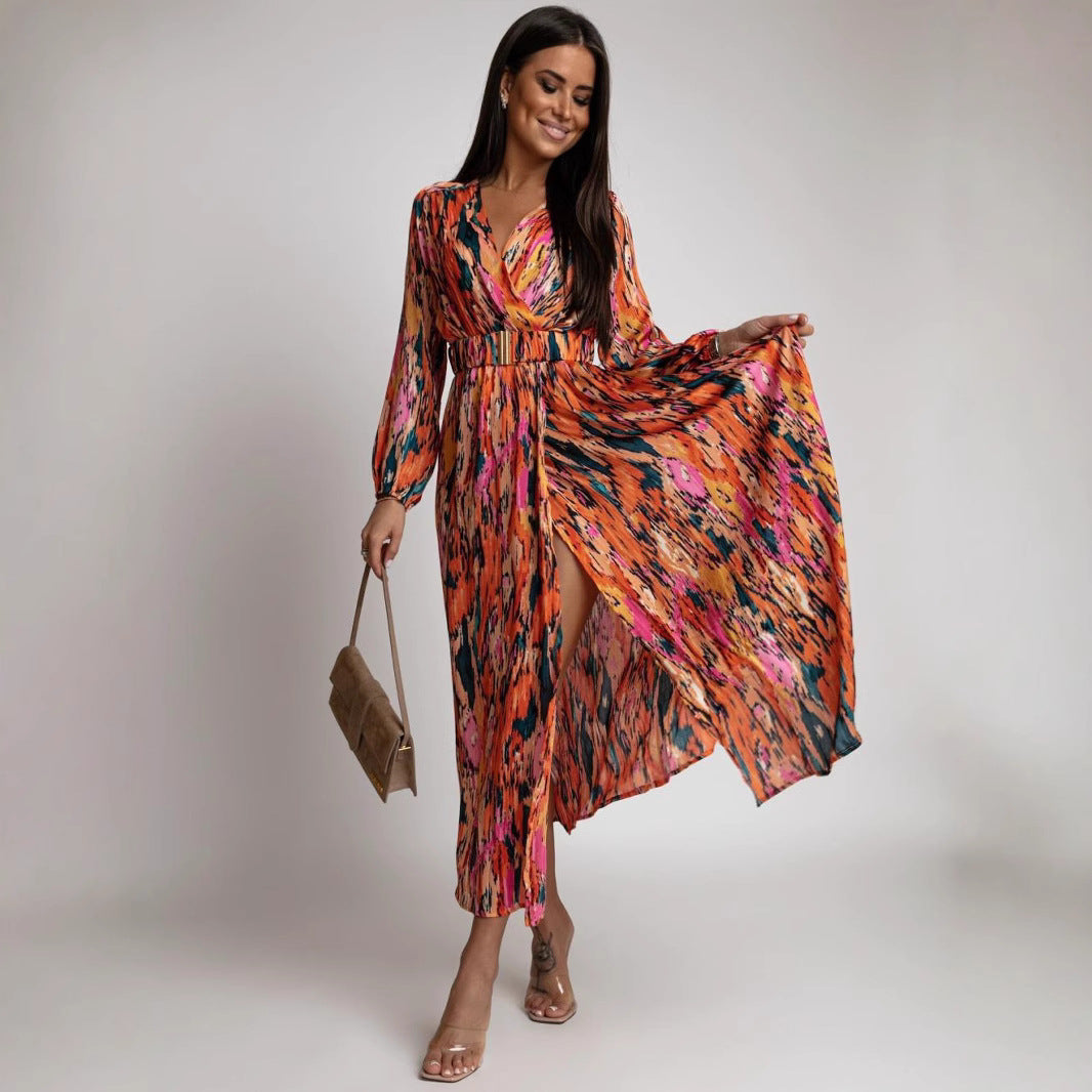 Damen Maxikleid mit bunten Mustern Sovae