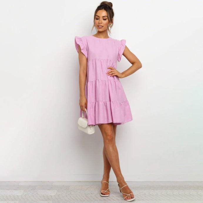 Damen Rüschentier Sommerkleid Sovae