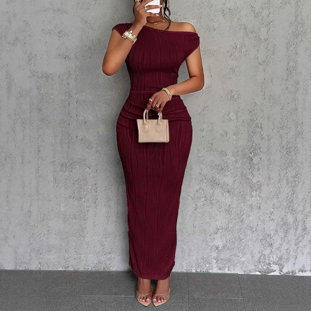 Damen elegantes Maxikleid mit asymmetrischem Schnitt Sovae