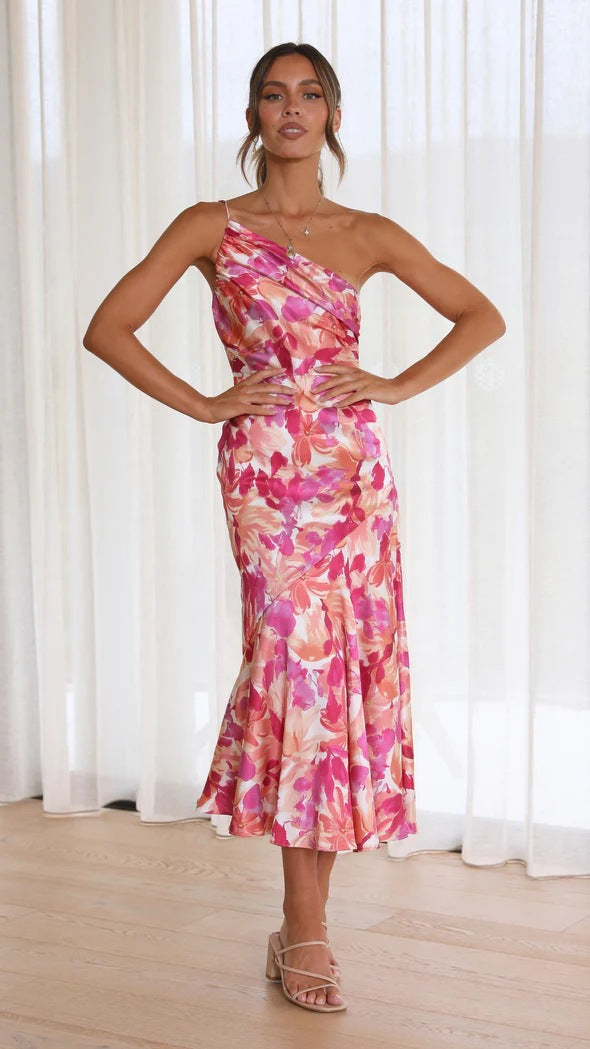 Damen Wickelkleid mit asymmetrischem Schnitt und blühendem Muster Sovae
