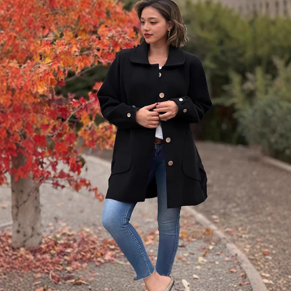 Damen modische Wolljacke mit praktischen Taschen Sovae