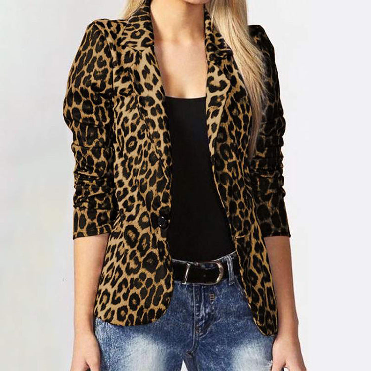 Damen Modischer Blazer im Leopardenmuster mit eleganten Details Sovae