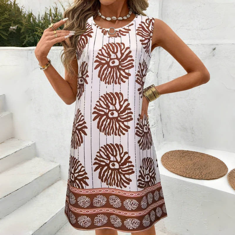 Damen ärmelloses Kleid mit einzigartigem Muster Sovae
