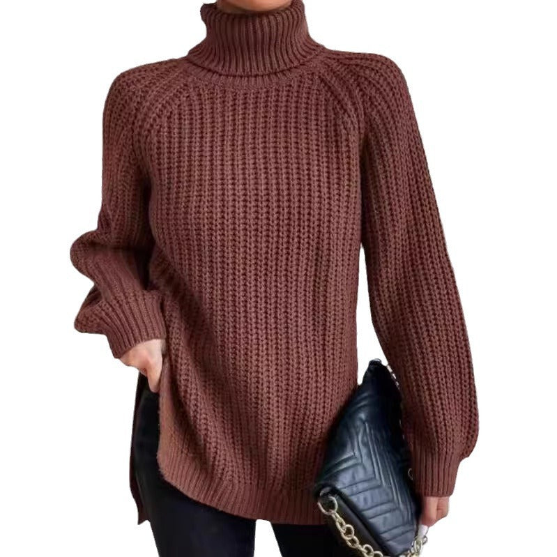 Damen gemütlicher Strickpullover mit Rollkragen und weitem Schnitt Sovae