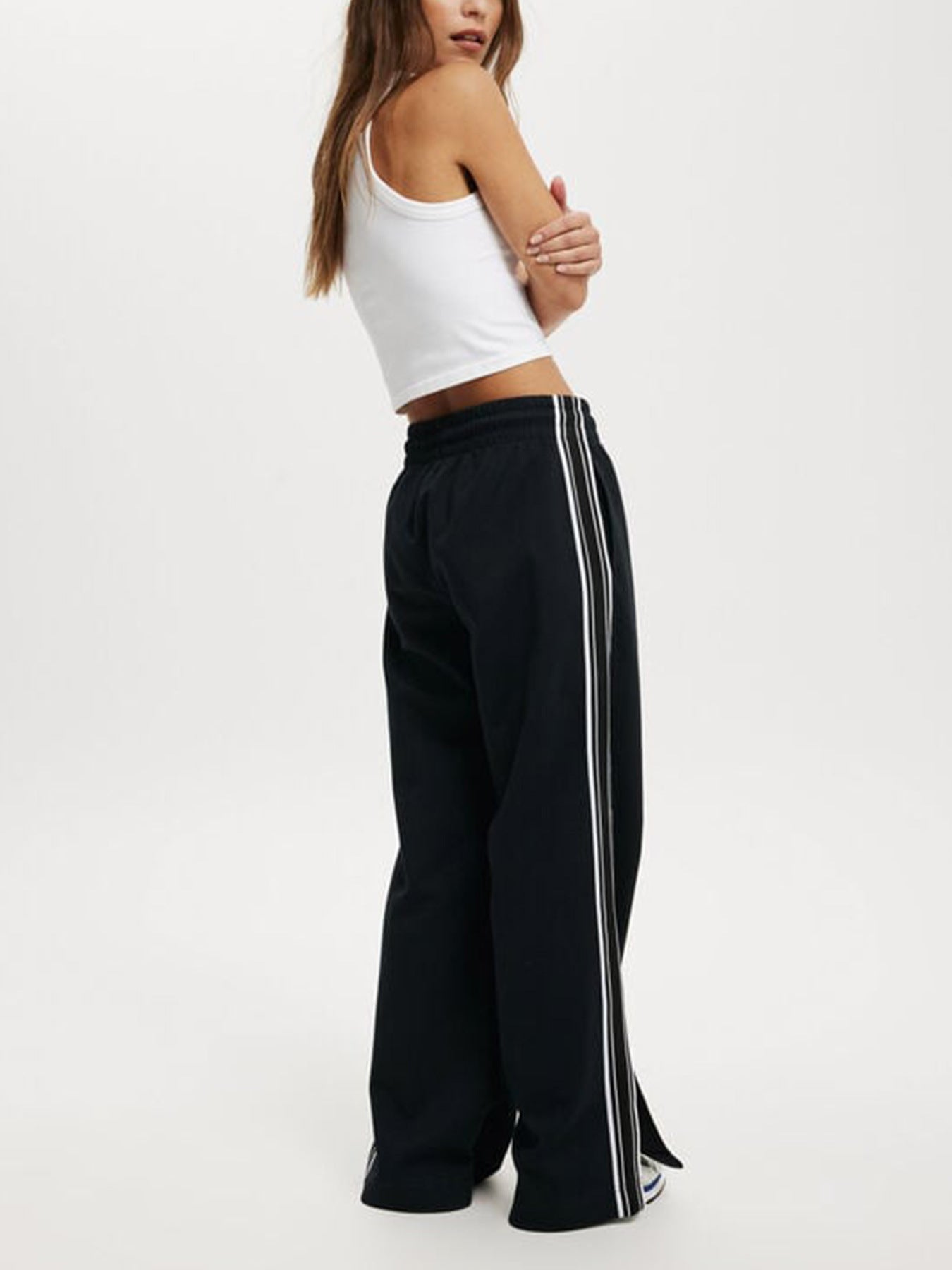 Damen Sportliche Freizeithose mit seitlichen Kontraststreifen Sovae