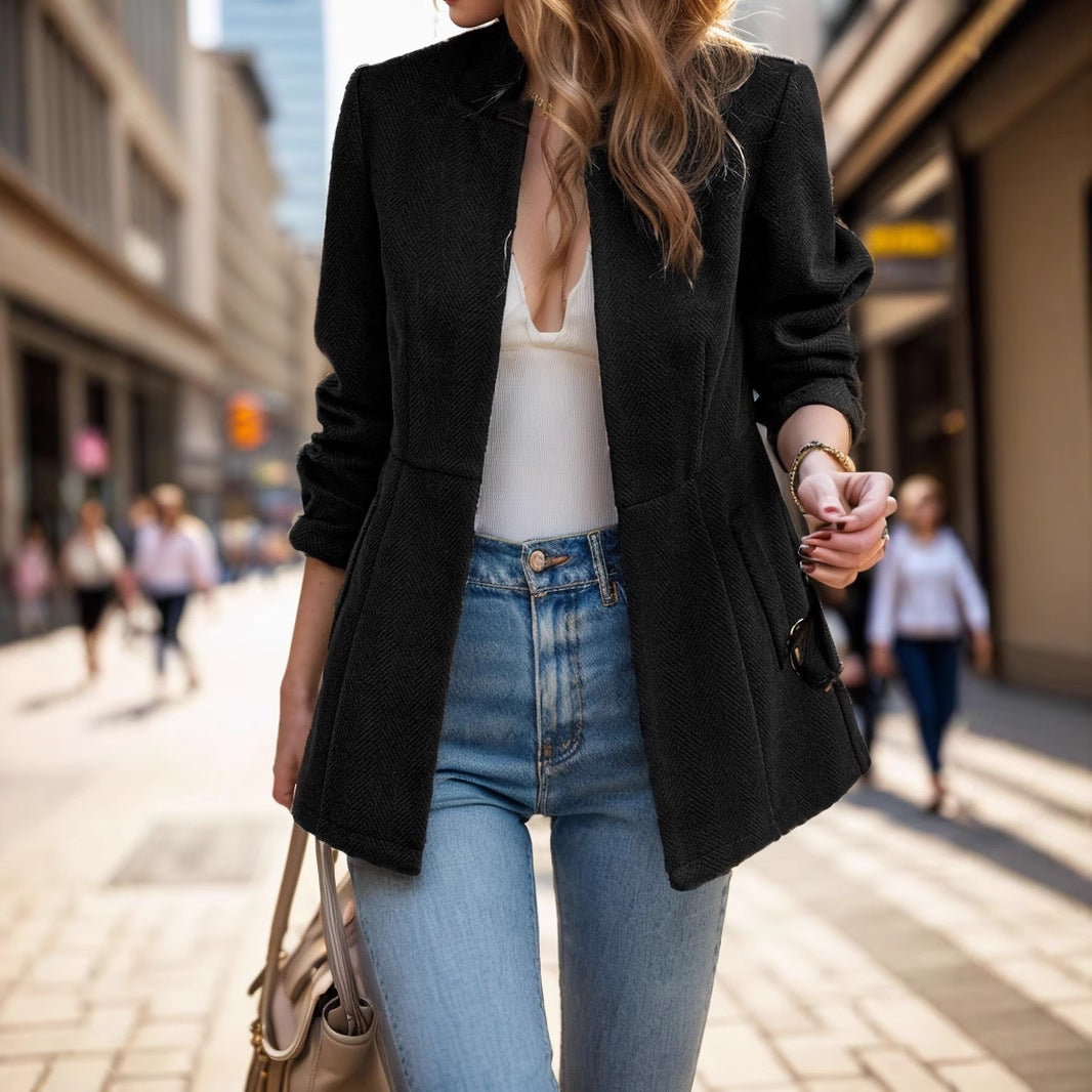 Damen Eleganter Blazer mit strukturiertem Herringbone-Muster Sovae