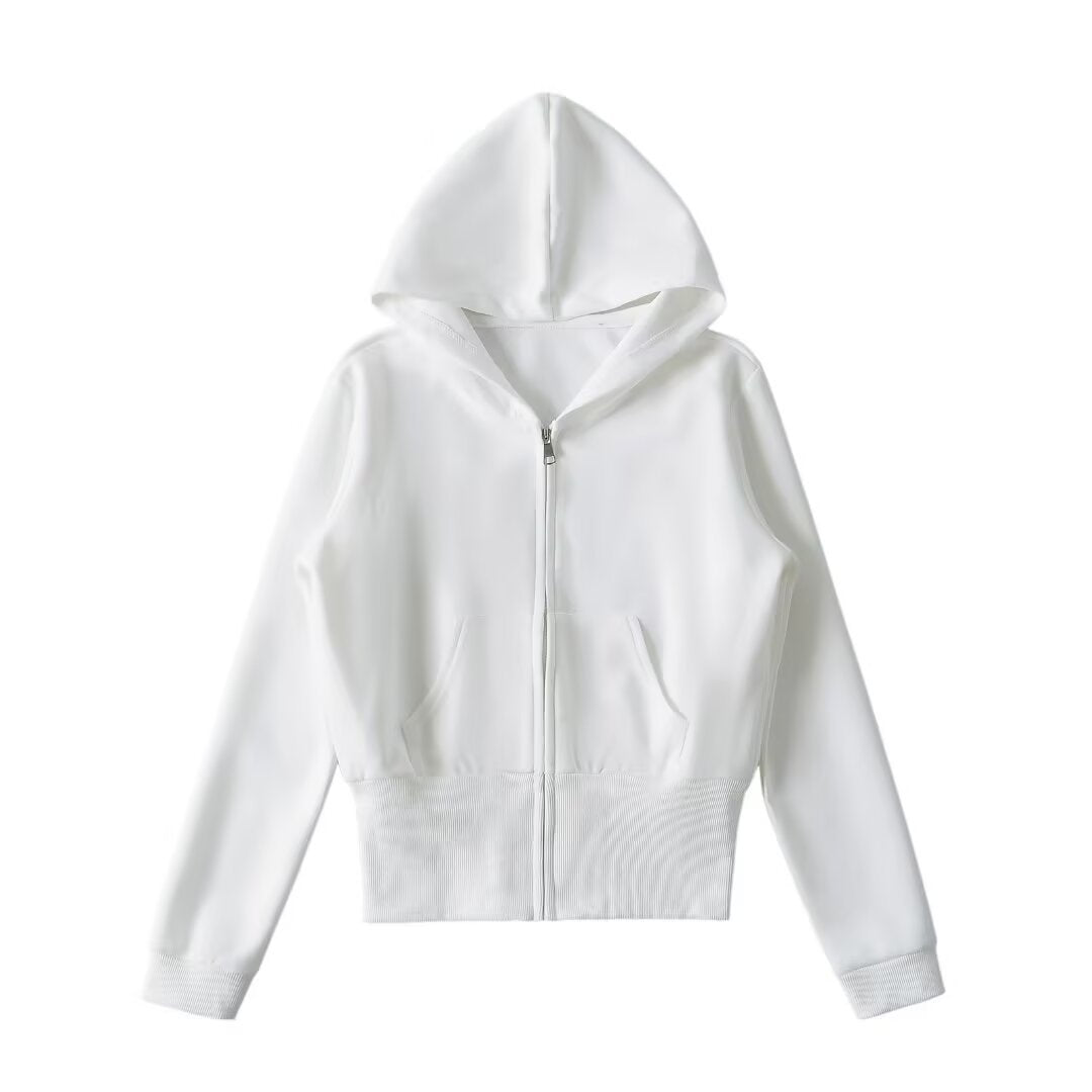 Damen lässige Kapuzenjacke mit Reißverschluss und praktischen Taschen Sovae