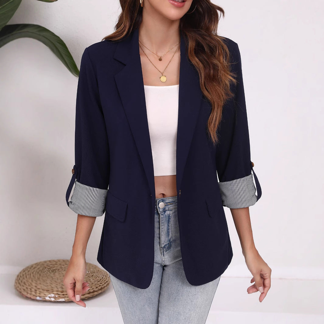 Damen Eleganter Blazer mit gestreiften Ärmeln und klassischem Schnitt Sovae