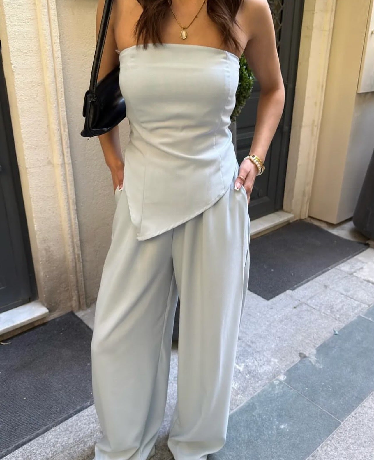 Damen eleganter Jumpsuit mit asymmetrischem Schnitt Sovae