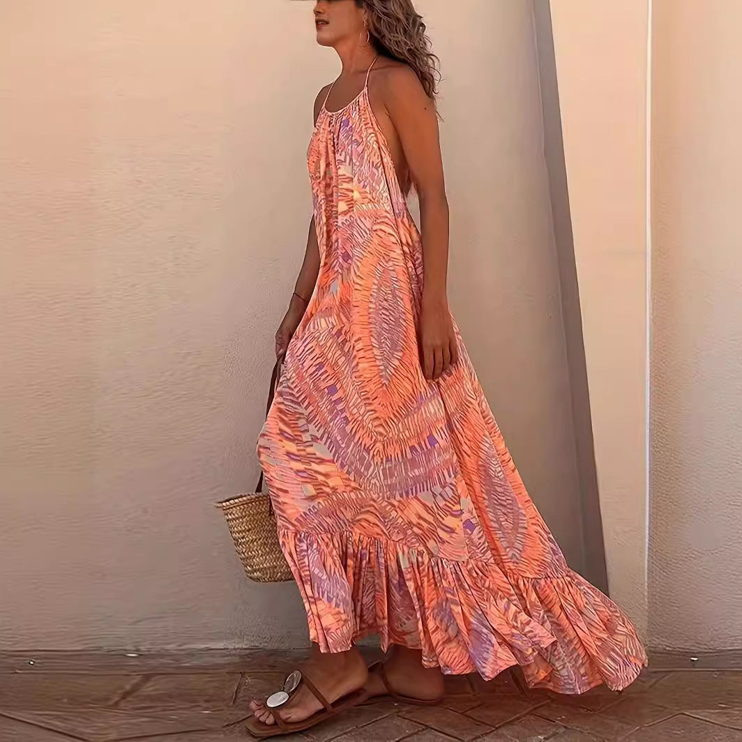 Damen Maxi Sommerkleid mit Rüschen Sovae