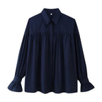 Damen lässige Bluse mit eleganten Rüschendetails und hohem Kragen Sovae