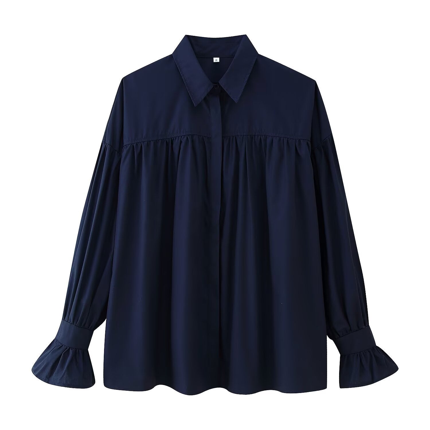 Damen lässige Bluse mit eleganten Rüschendetails und hohem Kragen Sovae