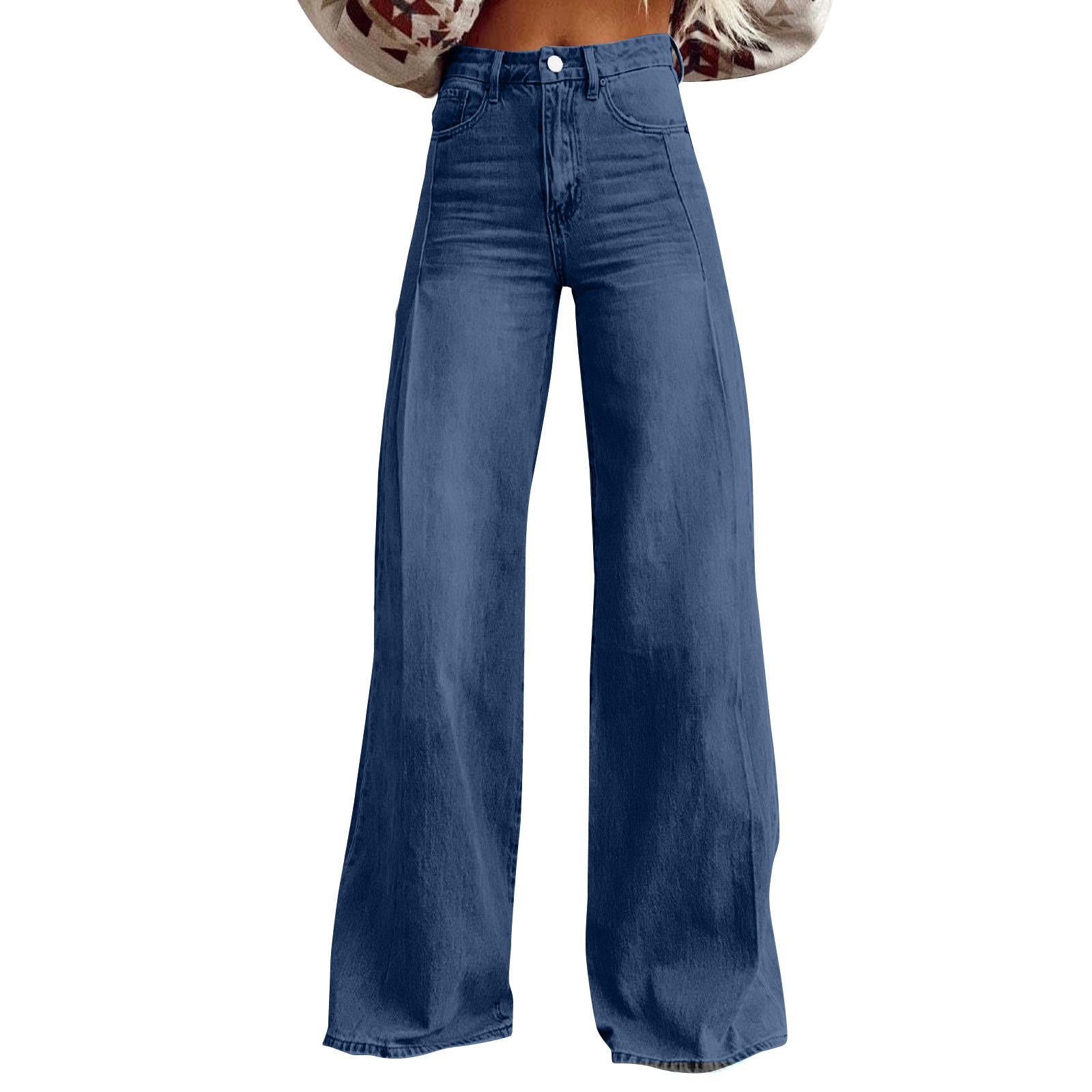 Damen Weit geschnittene High-Waist Jeans Sovae