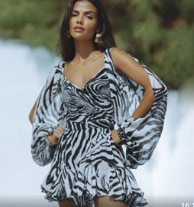 Damen luftiges Strandkleid mit langen, transparenten Ärmeln Sovae