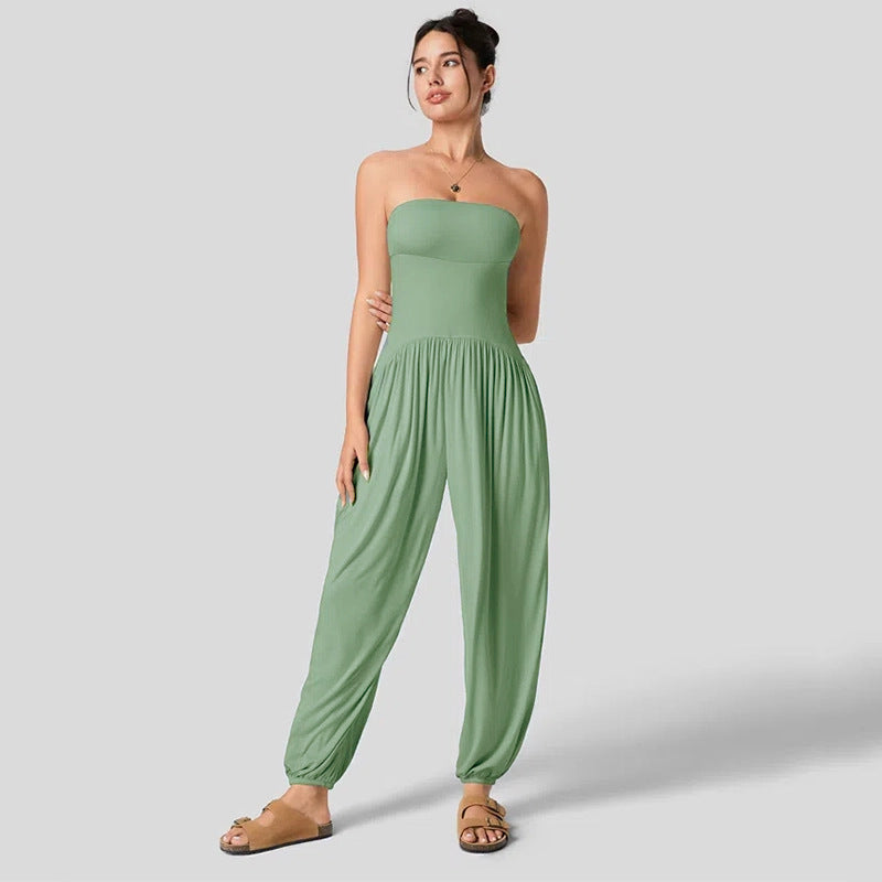 Damen legerer Overall mit schulterfreiem Design Sovae