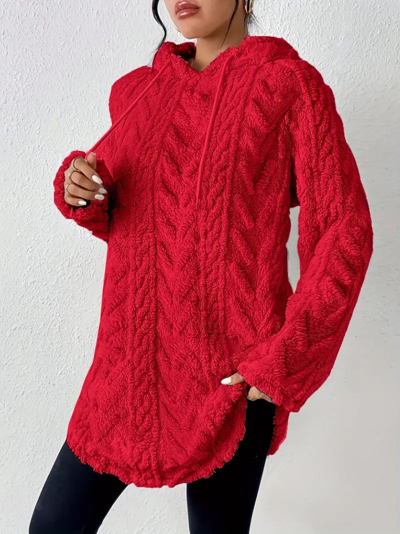 Damen Kuschelige Kapuzenjacke mit strukturiertem Fleece Sovae