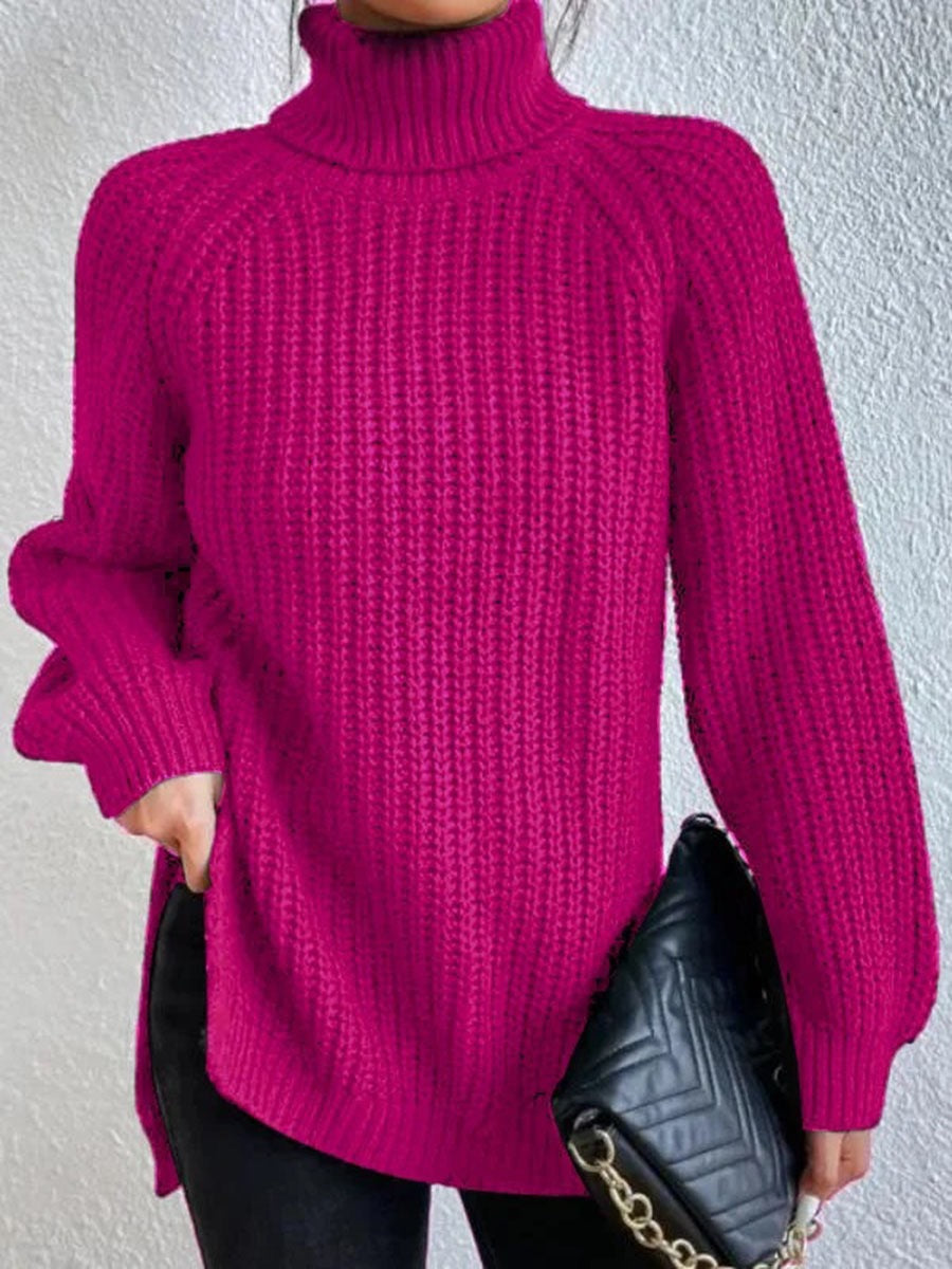 Damen gemütlicher Strickpullover mit Rollkragen und weitem Schnitt Sovae