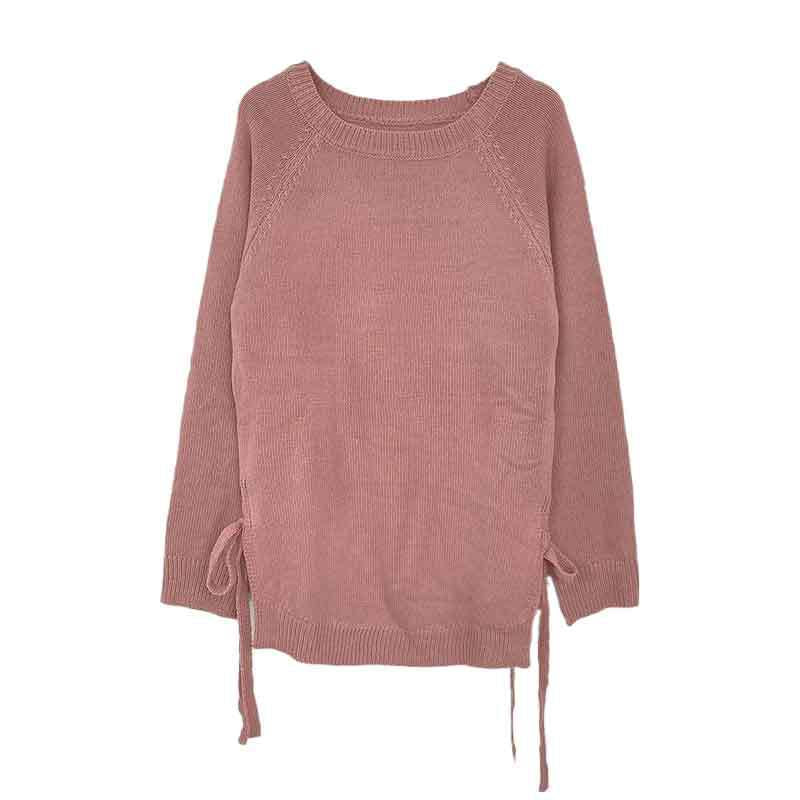 Damen lässiger Pullover mit seitlichen Bindebändern Sovae